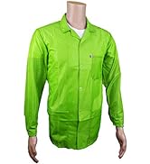 Static Care ESD Jacket, Lapel Collar and Snap Adjustment Sleeve, Hi-Visibility Green