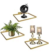 Cityelf Floating Shelves Wall Mounted Gold Wall Decor Iron Glass Hanging Shelf Home Decor Set of ...