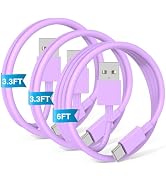 3-Pack Purple [3.3FT+3.3FT+6FT] USB A to USB C Cable,USB to USB C Car Carplay Cable for iPhone 16...