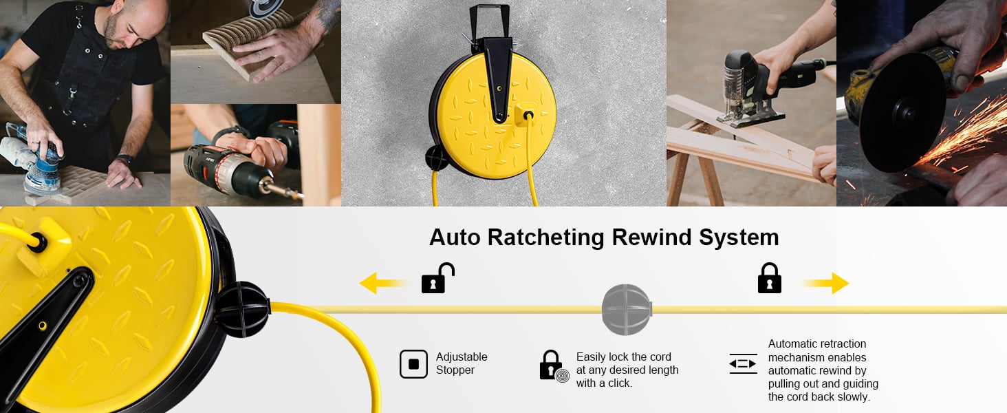 S+30FT-4-LEPENEL Retractable Extension Cord Reel