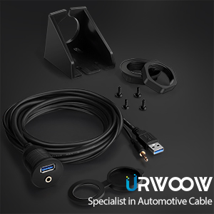 USB3.0 AUX Extension Dash Panel Waterproof Mount Cable for Car Boat and Motorcycle