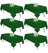 Hunter Green 6 Pack Polyester Table Cloth 60 x 102 Inch, Rectangle Tablecloths for 6 Foot Tables ...