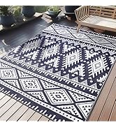 OLANLY Outdoor Rug Waterproof 5x8 ft, Reversible Plastic Straw Rug, Boho Patio Rug, Indoor Outdoo...