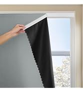 JILRON Magic Tape Stick on Portable Curtains for Windows,Bedroom Blackout Curtains for - Thermal ...