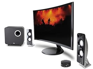 CA-3610 PC Speakers next to monitor