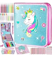 Unicorn Washable Markers Set with Glitter Pencil Case, Art Supplies for Kids Ages 4 5 6 7 8 9 10 ...