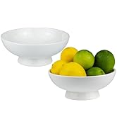 Iyulania 21 oz Porcelain Footed Bowls Set of 2, 6.65? White Serving Bowls with Pedestal for Cerea...