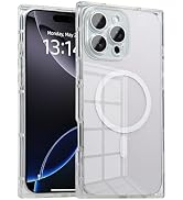 IAIYOXI Rectangle Edge Magnetic Clear Case for iPhone 16 Pro Max, Compatible with MagSafe, Full C...