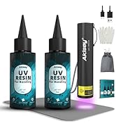 Akisey UV Resin Kit with Light, 100g UV Resin with Rechargeable 395NM UV Flashlight, Fast Curing ...