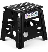 Delxo Folding Step Stool, 13 inch Non-Slip Foldable Stools Up to 300 LBS, Step Stool with Handle,...