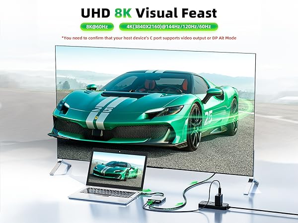 Thunderbolt 4/3 to DP Converter Compatible with iPhone 17 16 15, Galaxy S25 S24, MacBook Pro/Air