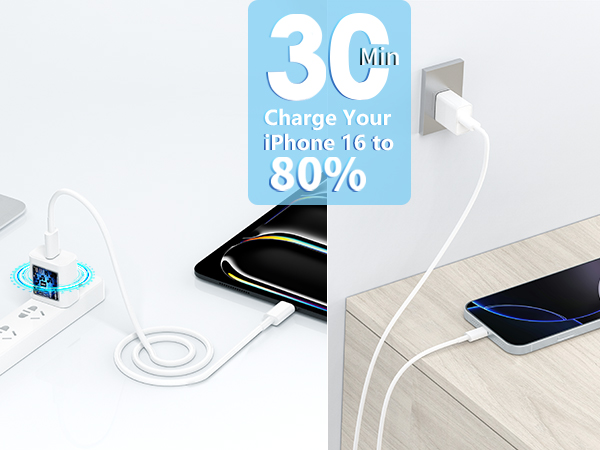 Apple MFi Certified iPhone 16 Charger Fast Charging 20W USB C Charger Block Type C Wall Charger