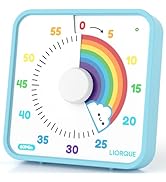 LIORQUE 60 Minute Visual Timer for Kids and Adults, Non-Ticking 7.5 Inch Large Visual Countdown T...