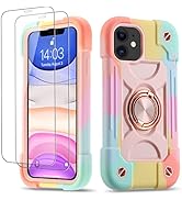 Cookiver for iPhone 11 Case 6.1 Inch with Ring Stand, with 2 Pack Glass Screen Protector ,Heavy-D...