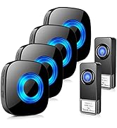Wireless Doorbell for Home, Waterproof Door Chime Kit Operating at 1300-ft 58 Adjustable Melodies...