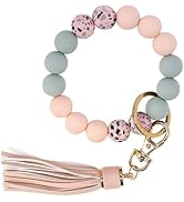 BIHRTC Silicone Key Ring Bracelets Wristlet Keychain Wallet with Net Chapstick Holder for Women