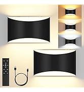 FOLKSMATE Battery Operated Wall Sconces Set of 2, 8000mAh Rechargeable Wireless Remote &amp; Touch Co...