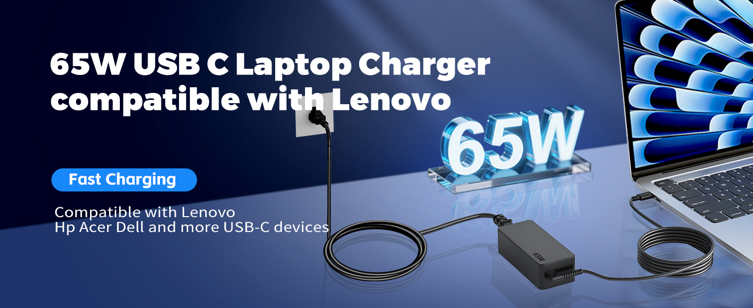 65W USB cLaptop chargercompatible with Lenovo
