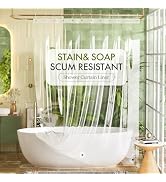 Bathway Shower Curtain Liner, Clear Shower Curtain Liner Plastic 72x96 Extra Long PEVA Waterproof...