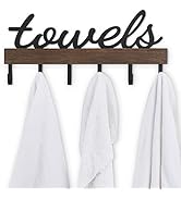 Dahey Small Towel Rack with 6 Hooks, Towel Holder Wall Mount Bathroom Organizer Rustic Farmhouse ...