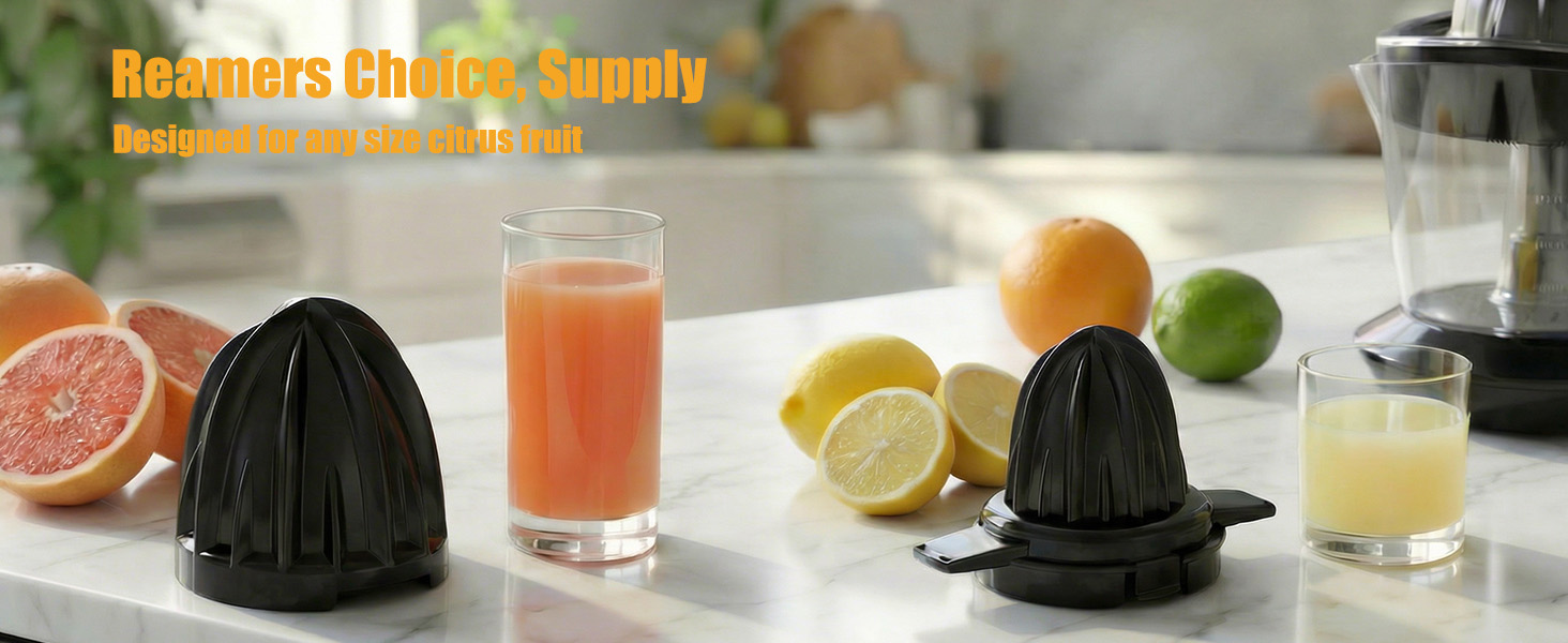 Interchangeable Juicing Cones - Electric Lemon Squeezer &amp;amp; Orange Juicer - 2-in-1 Fruit Press