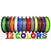 PLA Pro 3D Printer Filament Packs 1.75mm, dikale 12 Packs Assorted Colors, Neatly Wound 500g(1.1l...
