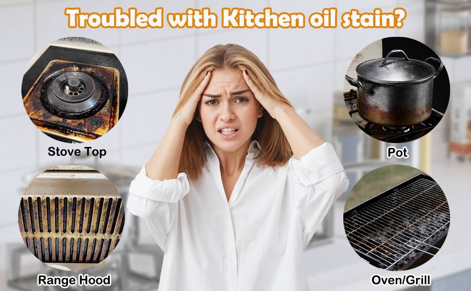 Kitchen Oil Greaser Cleaner Foam, Oven Stove Top Cleaner, Heavy Duty Degreaser