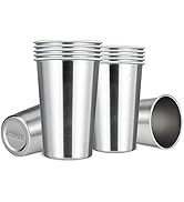 MEWAY Premium Stainless Steel Cups 16 oz Pint Cup Tumbler (12 Pack) - Premium Metal Cups - Stacka...