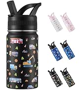 Kids Water Bottle,14oz Stainless Steel Insulated Water Tumbler Leak-Proof,School Water Mug,Small ...