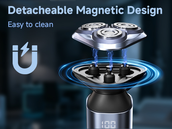 Electric Shaver for men,men face shaver,Removeable Magnetic Blade,Cordless Beard Shaver,Rechargeable