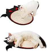 iplusmile Halloween Cat Scratch Mat, Bats Shaped Sisal Scratching Pad, 12" x 12"