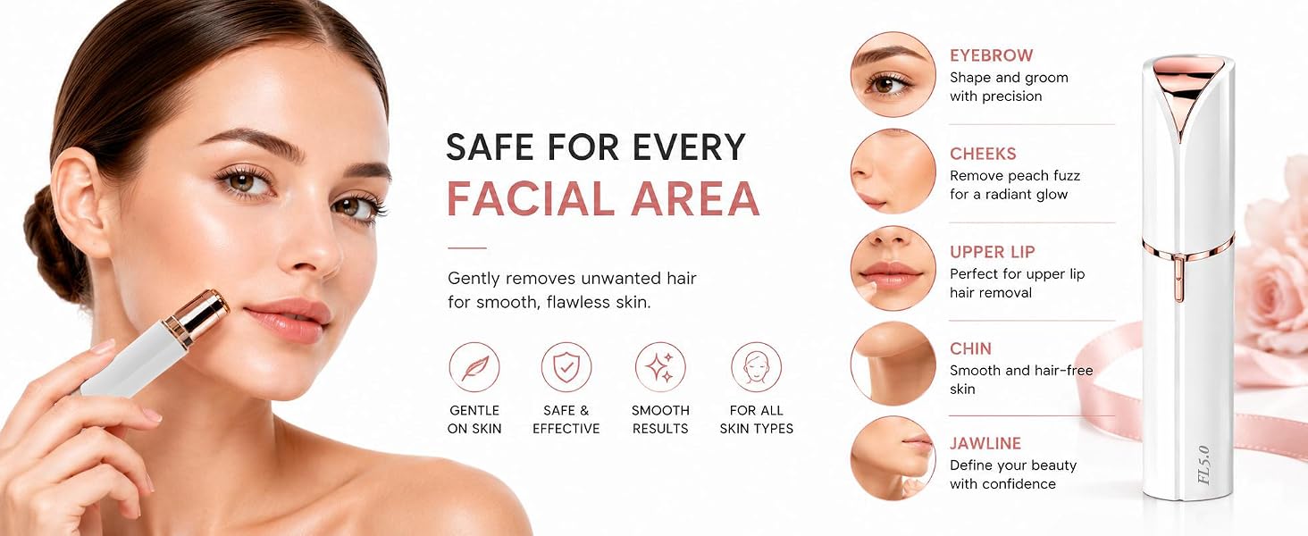 Facial Hair Remover for Women, Painless Electric Face Shaver