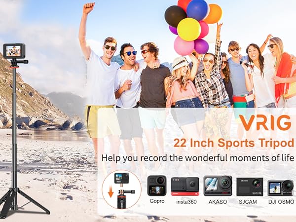 VRIG Extendable Selfie Stick Tripod for GoPro Max Hero 10 9 8 7 6 5 4
