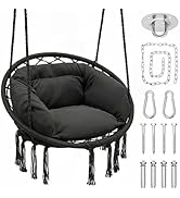 Magshion Hanging Hammock Chair with Cozy Full Cushion Offer Extra Support, Backyard Hanging Macra...