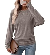 WIHOLL Womens Long Sleeve Shirts Ruched Hem Fall Tops Lightweight Sweaters | Dolman Sleeves, Side...