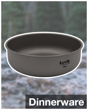 kuvik titanium dinnerware, ultralight titanium plates, bowls, cups, cutlery, spoons, sporks