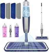 Wet Dust Mops for Hardwood Floor Cleaning - MEXERRIS Microfiber Spray Mops with 4X Reusable Washa...