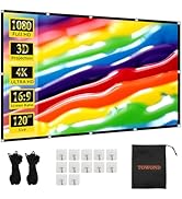 TOWOND Projector Screen 120 inch, Wrinkle-Free and Foldable Projection Screen 16:9 HD 4K Portable...