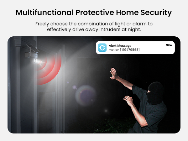 Protective Home Security alarm to effectively drive away intruders at night