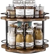 LIAISIMI 2 Tier Lazy Susan Organizer,2-Tier Spinning Spice Rack with Stable Carousel Base &amp; 4 Hei...