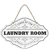 Anobell Laundry Room Sign 12x8 Inch Hanging Acrylic Laundry Decor with Rope, Loads of Fun Wash Dr...