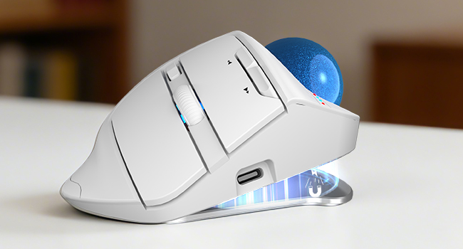 Wireless Trackball Mouse, Ergonomic Bluetooth Rechargeable Computer Mouse