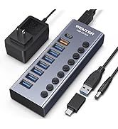 USB Hub Powered 3.0, Wenter 9-in-1 Aluminum USB Port Hub (7 Faster Data Transfer Ports + 1 USB-A ...