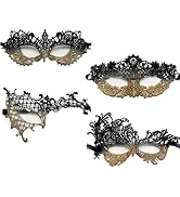TFTSR Masquerade Masks for Women Couples,Men Mardi Gras Mask,Girls Black Gold Lace Eyes Costume,A...