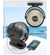 SOQSYS Magnetic Cruise Approved Fan with 12000mAh Battery, Cruise Ceiling Fan with 3 Speeds, Time...