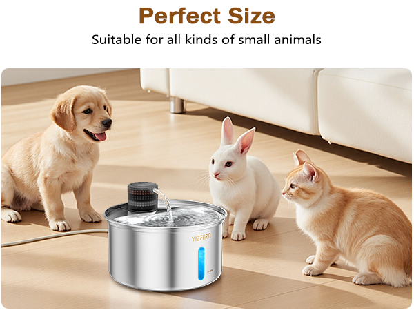 Stainless Steel Cat Water Fountain, 3.2L/108oz Large Capacity Pet Water Dispenser