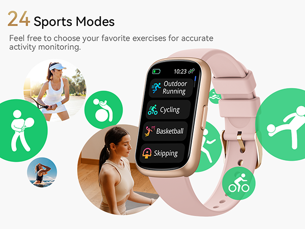 IP68 waterproof activity tracker with steps/calories burned/distance