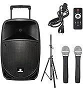 PRORECK Freedom 15 Portable 15-Inch 800 Watt 2-Way Rechargeable Powered Dj/PA Speaker System with...