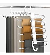 Pants Hangers Space Saving, 2 Pack Closet Organizer, Anti-Slip, Stainless Steel Pants Rack,White