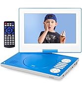 12.5" Portable DVD Player with 10.1" HD Swivel Screen, 6 Hours Rechargeable Battery DVD Player Po...